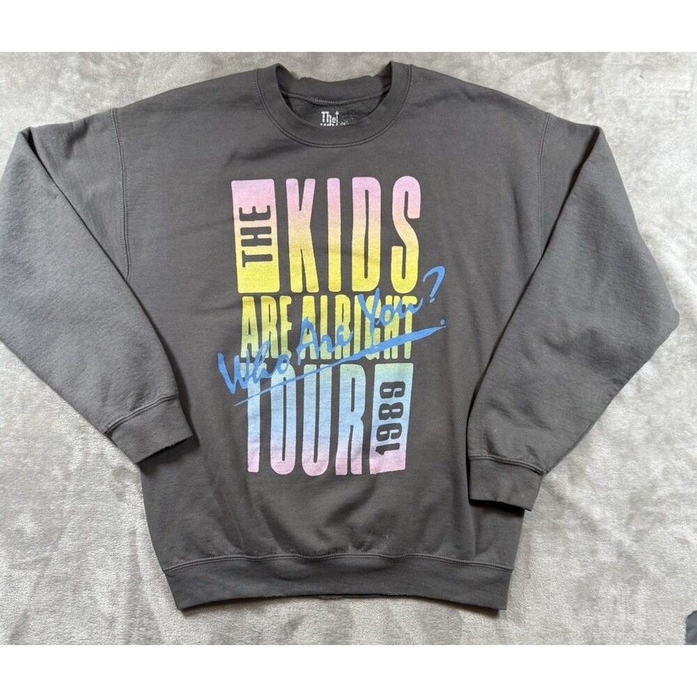 Retro Graphic Sweatshirt The Who 1989 Tour  Gray Distressed Crewneck Small